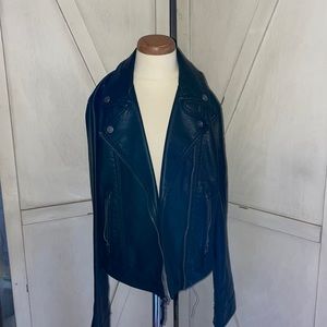 NWT kids girls Abercrombie kids black faux leather black jacket coat size 9/10